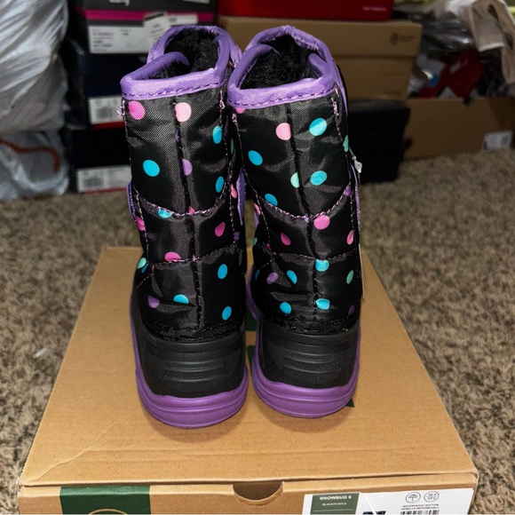 Kamik Little Girl's Snowbug 6 Snow Polka Dots Black Purple Size 12 New - Picture 3 of 6